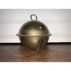Vintage Large Gold Brass Jingle Bell Ornament Star‎ Cut Outs 3"